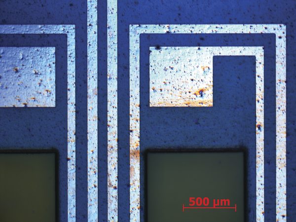 Polymer sensor pulse structured with a Spirit laser